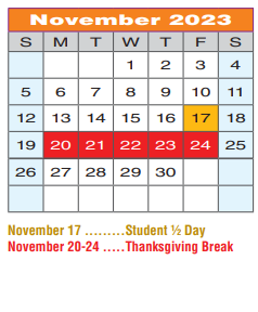 District School Academic Calendar for Providence Elementary for November 2023