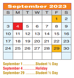 District School Academic Calendar for Borman Elementary for September 2023