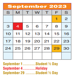 District School Academic Calendar for Newton Rayzor Elementary for September 2023