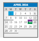 District School Academic Calendar for Thomas Jefferson High School for April 2024