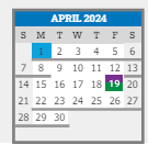 District School Academic Calendar for Place Middle School for April 2024