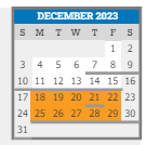 District School Academic Calendar for Smiley Middle School for December 2023