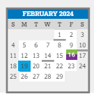 District School Academic Calendar for Academy Of Urban Learning for February 2024
