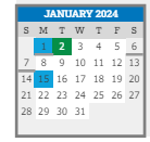District School Academic Calendar for Prep Assessment Center for January 2024