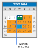 District School Academic Calendar for Valverde Elementary School for June 2024