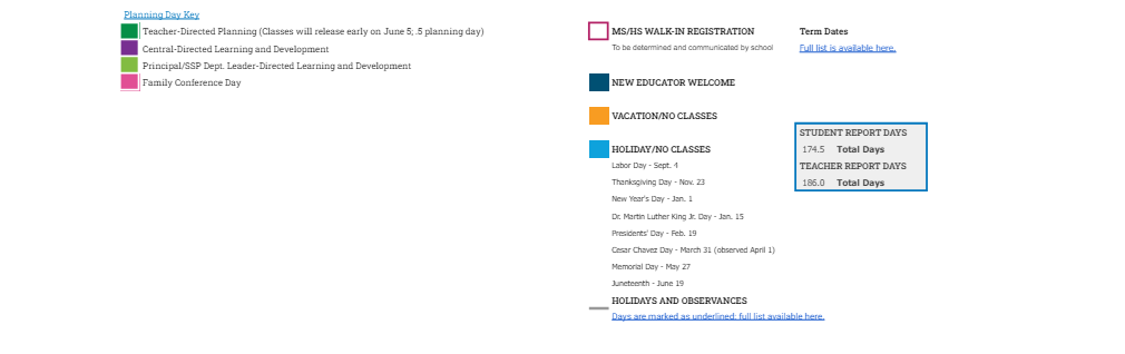 District School Academic Calendar Key for Connections Academy