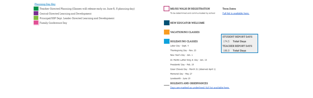 District School Academic Calendar Key for Howell K-8 School