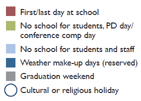 District School Academic Calendar Legend for Carver Elementary