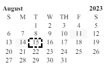 District School Academic Calendar for Indio Middle for August 2023