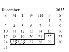 District School Academic Calendar for Madison (james) Elementary for December 2023