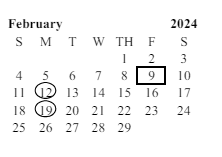 District School Academic Calendar for Monroe (james) Elementary for February 2024