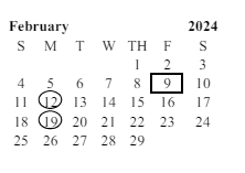 District School Academic Calendar for Horizon School for February 2024