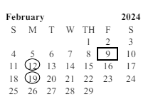 District School Academic Calendar for Jackson (andrew) Elementary for February 2024