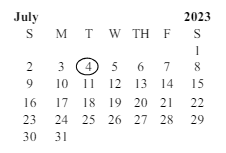 District School Academic Calendar for Indio Middle for July 2023