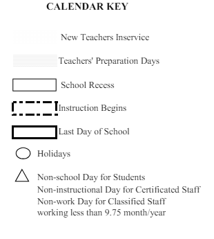 District School Academic Calendar Legend for Kennedy (john F.) Elementary