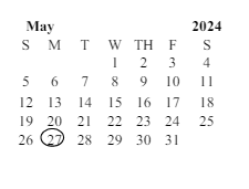 District School Academic Calendar for Roosevelt (theodore) Elementary for May 2024