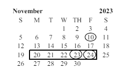 District School Academic Calendar for Indio Middle for November 2023