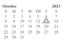 District School Academic Calendar for Amelia Earhart Elmentary School Of International S for October 2023