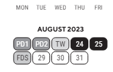 District School Academic Calendar for Foreign Language Immersion for August 2023