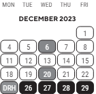 District School Academic Calendar for Pershing High School for December 2023