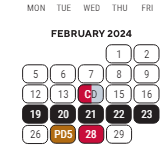District School Academic Calendar for Blackwell Institute for February 2024