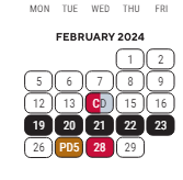 District School Academic Calendar for Fisher Magnet for February 2024