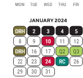 District School Academic Calendar for Foreign Language Immersion for January 2024