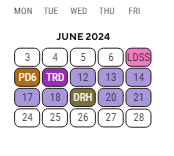 District School Academic Calendar for Central High School for June 2024