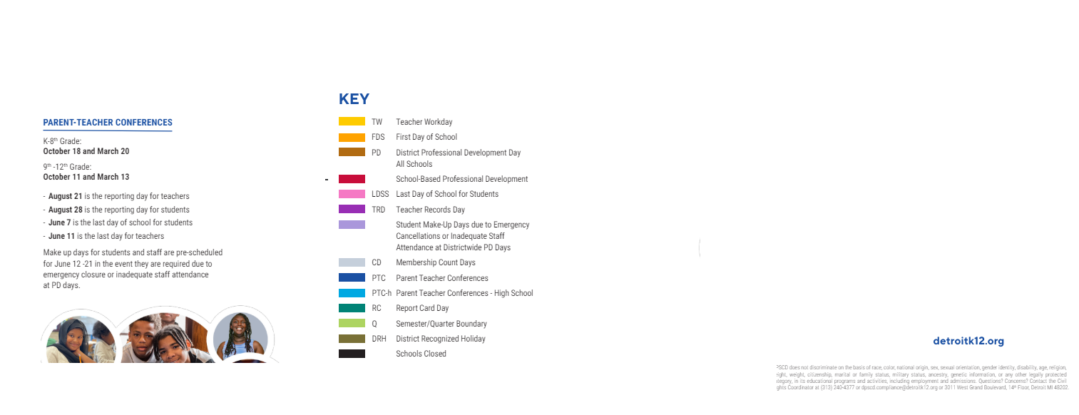 District School Academic Calendar Key for King High School