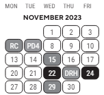 District School Academic Calendar for Communication And Media Arts HS for November 2023