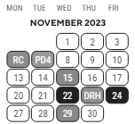 District School Academic Calendar for Foreign Language Immersion for November 2023