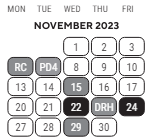 District School Academic Calendar for Southwestern High School for November 2023