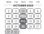 District School Academic Calendar for Communication And Media Arts HS for October 2023
