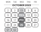 District School Academic Calendar for Sherrard Elementary School for October 2023