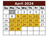 District School Academic Calendar for Hidalgo Co J J A E P for April 2024