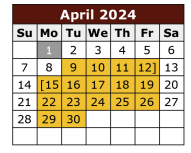 District School Academic Calendar for Caceres Elementary for April 2024