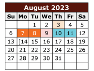 District School Academic Calendar for Donna Alternative Education Progra for August 2023