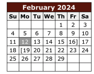 District School Academic Calendar for Solis Middle School for February 2024