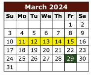 District School Academic Calendar for Hidalgo Co J J A E P for March 2024