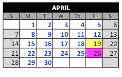 District School Academic Calendar for Bright Star Elementary School for April 2024