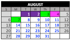 District School Academic Calendar for Eastside Elementary School for August 2023