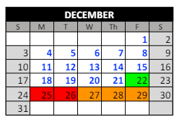 District School Academic Calendar for Crossroads Middle for December 2023