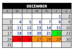 District School Academic Calendar for Chapel Hill Elementary School Replacement for December 2023