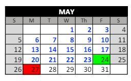 District School Academic Calendar for Inner Harbour School for May 2024