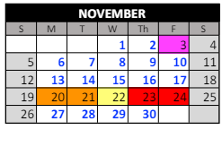 District School Academic Calendar for Beulah Elementary School for November 2023