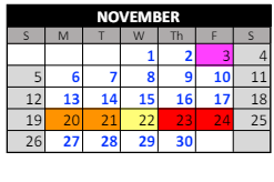 District School Academic Calendar for Bright Star Elementary School for November 2023