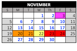 District School Academic Calendar for Crossroads Middle for November 2023