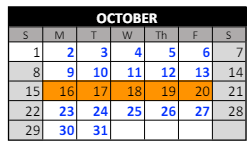 District School Academic Calendar for Crossroads High for October 2023