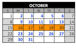 District School Academic Calendar for Alexander High School for October 2023