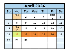 District School Academic Calendar for Jacks Valley Elementary School for April 2024